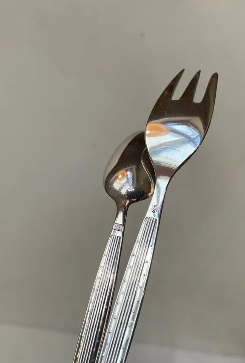 Pamono Danish Modern Silver-Plated Capri Cutlery for 12 by Kr. J. Andersen, 1960s, Set of 89
