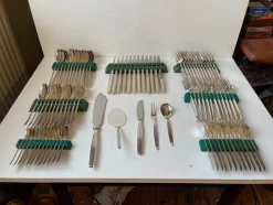 Pamono Danish Modern Silver-Plated Capri Cutlery for 12 by Kr. J. Andersen, 1960s, Set of 89