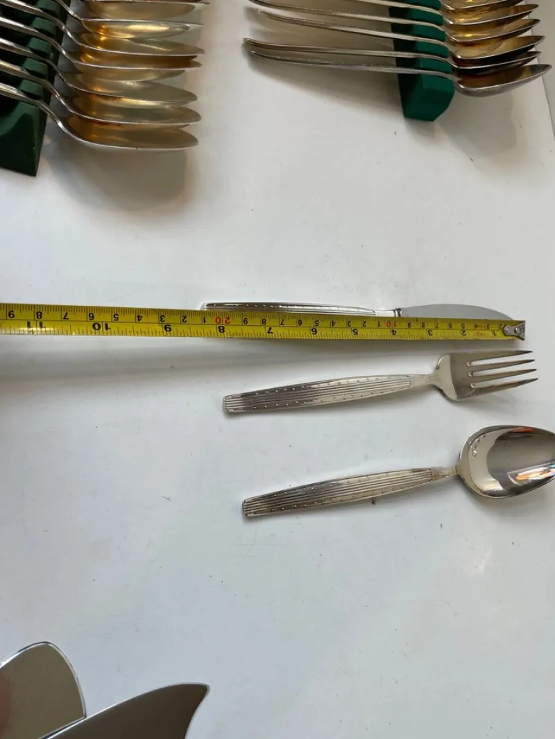 Pamono Danish Modern Silver-Plated Capri Cutlery for 12 by Kr. J. Andersen, 1960s, Set of 89