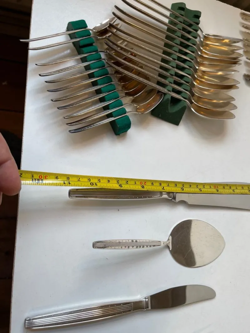 Pamono Danish Modern Silver-Plated Capri Cutlery for 12 by Kr. J. Andersen, 1960s, Set of 89