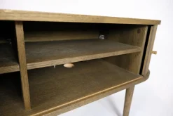 Pamono Danish Modern TV Cabinet in Oiled Oak with Venetian Blinds><noscript><img width=