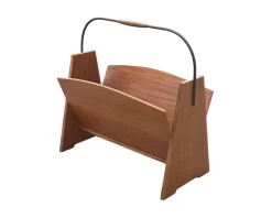 Pamono Danish Modernist Teak and Brass Magazine Rack, 1960s> Magazine Racks