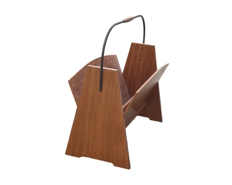Pamono Danish Modernist Teak and Brass Magazine Rack, 1960s> Magazine Racks