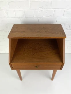 Pamono Danish Nightstand with Shelf and Drawer in Teak, 1960s><noscript><img width=