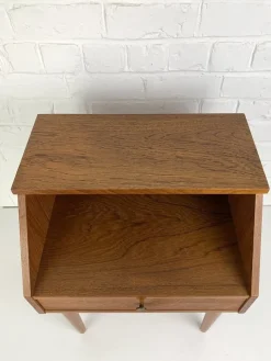Pamono Danish Nightstand with Shelf and Drawer in Teak, 1960s><noscript><img width=