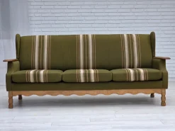 Pamono Danish Oak and Wool 3-Seater Sofa, 1970s> Couches & Sofas