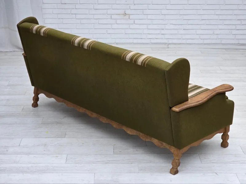 Pamono Danish Oak and Wool 3-Seater Sofa, 1970s> Couches & Sofas