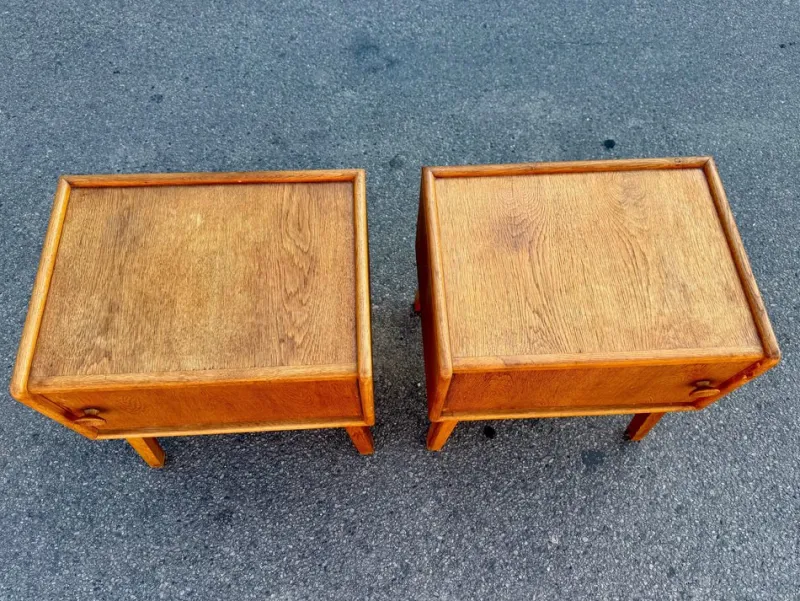 Best Pamono Danish Oak Nightstands, 1940s, Set of 2