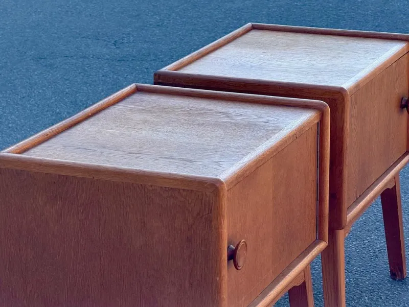 Best Pamono Danish Oak Nightstands, 1940s, Set of 2