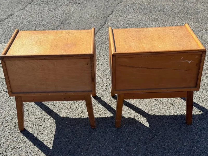 Best Pamono Danish Oak Nightstands, 1940s, Set of 2