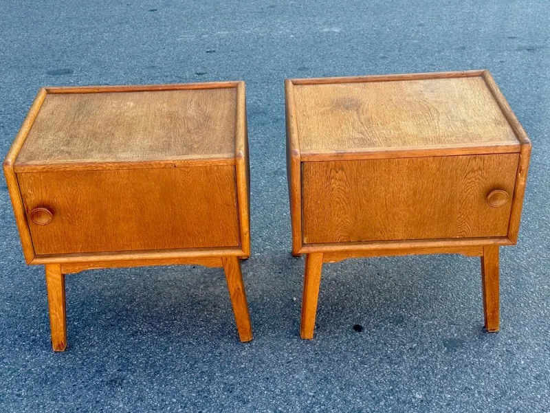 Best Pamono Danish Oak Nightstands, 1940s, Set of 2