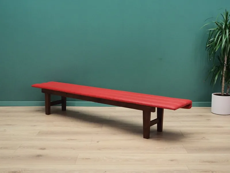 Hot Pamono Danish Red Eco Leather Bench, 1990s
