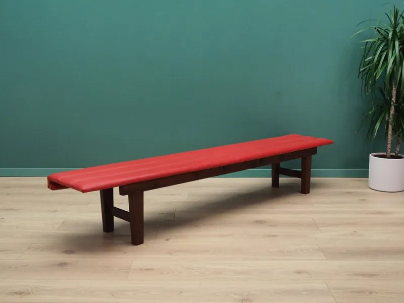 Hot Pamono Danish Red Eco Leather Bench, 1990s