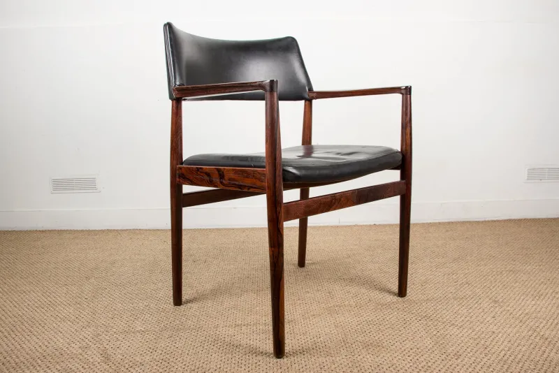 Outlet Pamono Danish Rosewood and Leather Desk Chair by Erik Worts for Soro Stolefabrik, 1960s