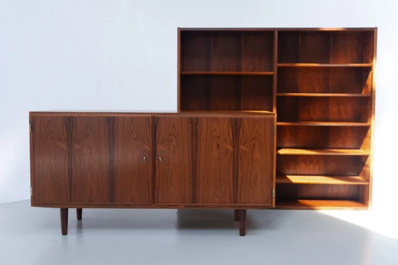 Pamono Danish Rosewood Bookcase with Sideboard by Carlo Jensen for Hundevad, 1960s> Shelves & Wall Units