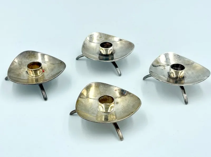 New Pamono Danish Silver-Plated Atla Candleholders from Cohr, 1960s, Set of 4