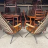New Pamono Danish Style Tan Leather Armchairs, Set of 2