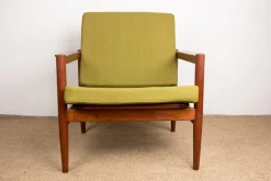 Pamono Danish Teak and Fabric Lounge Chair by Børge Jensen & Sønner for Bernstorffsminde Møbelfabrik A/S, 1960s><noscript><img width=