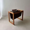 Pamono Danish Teak and Suede Reading Basket from Vildbjerg Møbelfabrik, 1960s> Magazine Racks