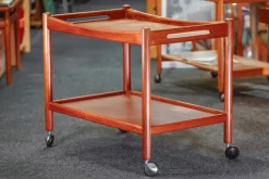 Pamono Danish Teak Bar Cart or Serving Trolley by Hans J. Wegner for Andreas Tuck, 1960s><noscript><img width=