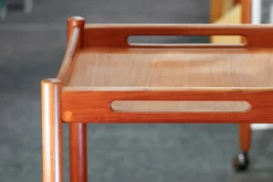 Pamono Danish Teak Bar Cart or Serving Trolley by Hans J. Wegner for Andreas Tuck, 1960s><noscript><img width=