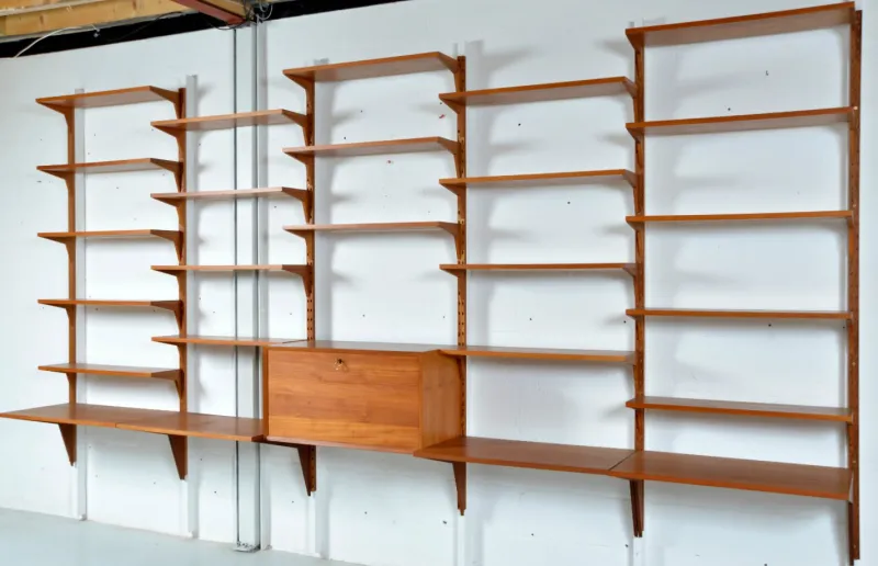 Pamono Danish Teak 5-Bay Cado Modular Shelving System Bookshelf Library by Poul Cadovius for Cado, 1970s> Shelves & Wall Units