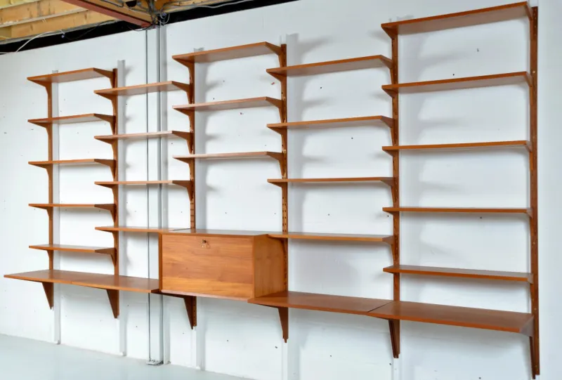 Pamono Danish Teak 5-Bay Cado Modular Shelving System Bookshelf Library by Poul Cadovius for Cado, 1970s> Shelves & Wall Units