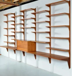 Pamono Danish Teak 5-Bay Cado Modular Shelving System Bookshelf Library by Poul Cadovius for Cado, 1970s><noscript><img width=