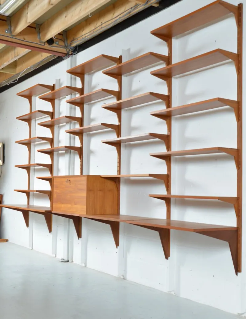 Pamono Danish Teak 5-Bay Cado Modular Shelving System Bookshelf Library by Poul Cadovius for Cado, 1970s> Shelves & Wall Units