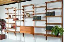 Pamono Danish Teak 5-Bay Cado Modular Shelving System Bookshelf Library by Poul Cadovius for Cado, 1970s><noscript><img width=