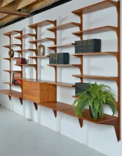 Pamono Danish Teak 5-Bay Cado Modular Shelving System Bookshelf Library by Poul Cadovius for Cado, 1970s><noscript><img width=