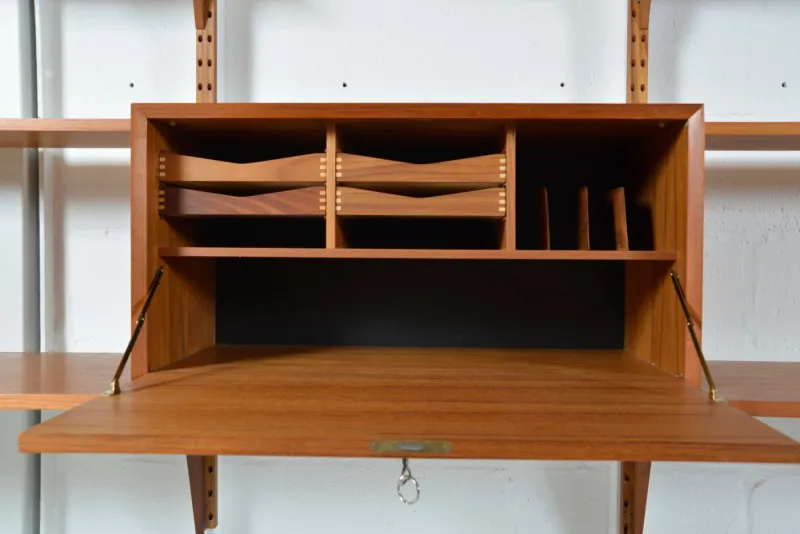 Pamono Danish Teak 5-Bay Cado Modular Shelving System Bookshelf Library by Poul Cadovius for Cado, 1970s> Shelves & Wall Units