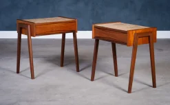 Sale Pamono Danish Teak Bedside Tables with Cork Top by Ølholm Møbelfabrik, 1960s, Set of 2
