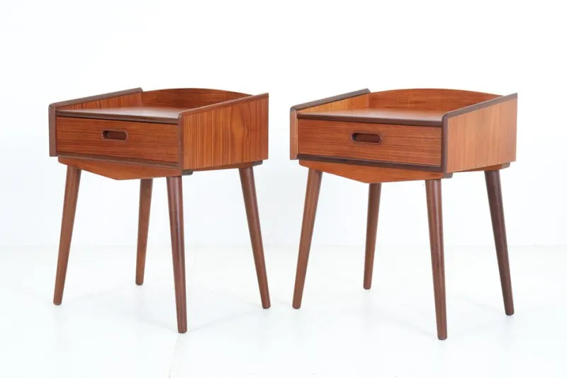 Pamono Danish Teak Bedside Tables by Uhrhøj Møbelfabrik, 1960s, Set of 2> Nightstands