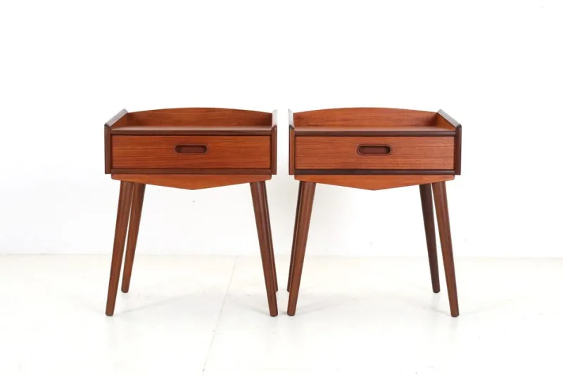 Pamono Danish Teak Bedside Tables by Uhrhøj Møbelfabrik, 1960s, Set of 2> Nightstands