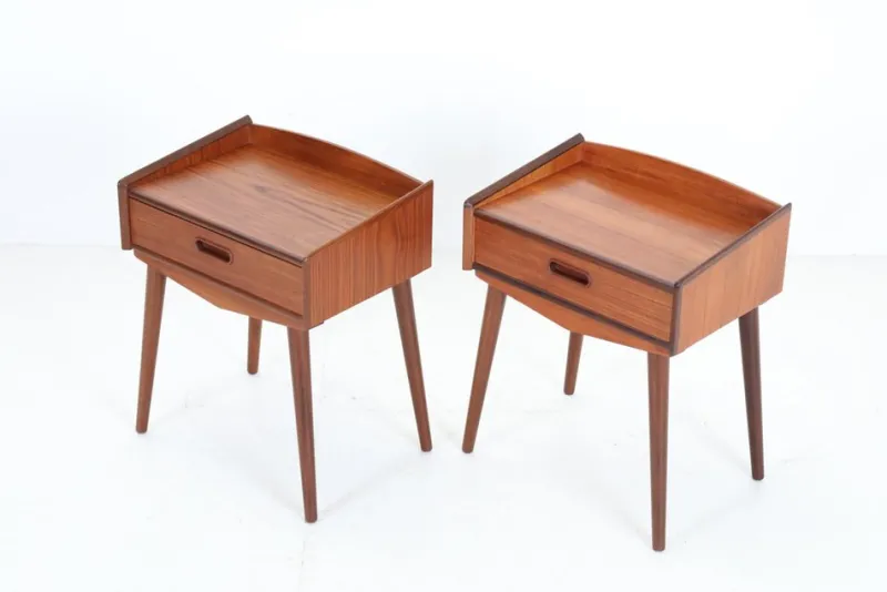 Pamono Danish Teak Bedside Tables by Uhrhøj Møbelfabrik, 1960s, Set of 2> Nightstands
