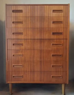 Pamono Danish Teak Chest of Drawers from Borge Dam, 1960s> Dressers, Commodes & Chests