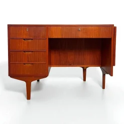Online Pamono Danish Teak Desk with Fold-out Top and Bookshelves, 1960s
