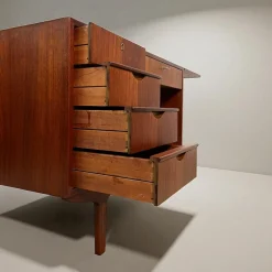 Online Pamono Danish Teak Desk with Fold-out Top and Bookshelves, 1960s