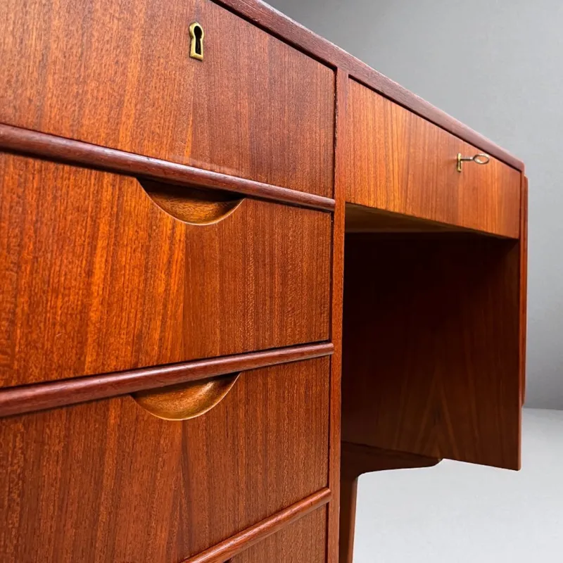 Online Pamono Danish Teak Desk with Fold-out Top and Bookshelves, 1960s