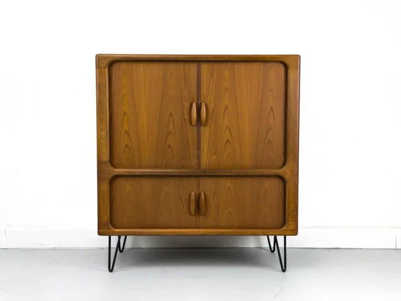 Pamono Danish Teak Hi-Fi Sideboard with Tambour Doors from Dyrlund, 1970s> Cabinets & Wardrobes