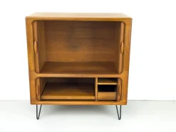 Pamono Danish Teak Hi-Fi Sideboard with Tambour Doors from Dyrlund, 1970s><noscript><img width=