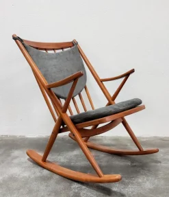 Pamono Danish Teak Rocking Chair Model 182 attributed to Frank Reenskaug for Bramin, Denmark, 1950s><noscript><img width=
