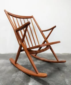 Pamono Danish Teak Rocking Chair Model 182 attributed to Frank Reenskaug for Bramin, Denmark, 1950s><noscript><img width=