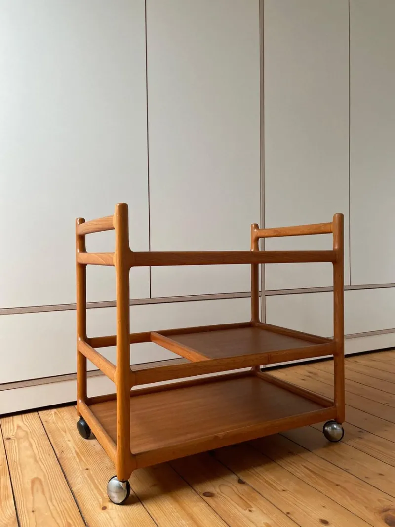 Pamono Danish Teak Serving Trolley by Johannes Andersen for CFC Silkeborg> Serving Bar Carts & Trolleys