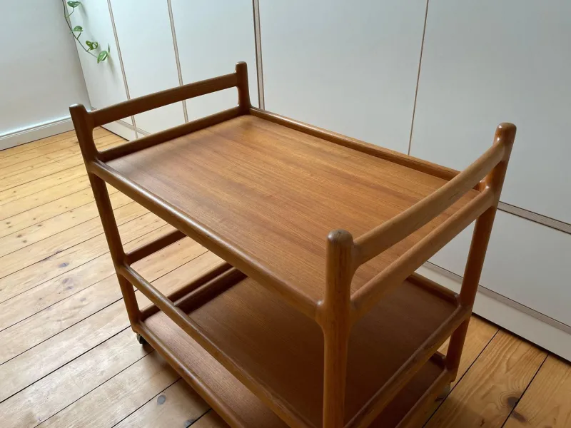 Pamono Danish Teak Serving Trolley by Johannes Andersen for CFC Silkeborg> Serving Bar Carts & Trolleys