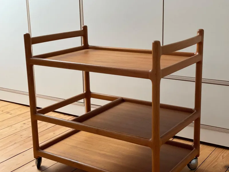 Pamono Danish Teak Serving Trolley by Johannes Andersen for CFC Silkeborg> Serving Bar Carts & Trolleys