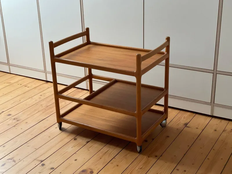 Pamono Danish Teak Serving Trolley by Johannes Andersen for CFC Silkeborg> Serving Bar Carts & Trolleys