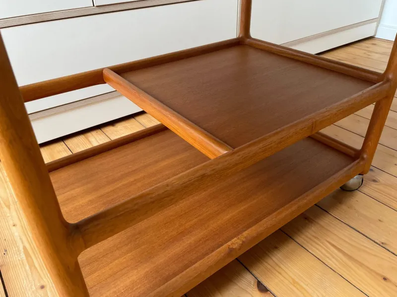 Pamono Danish Teak Serving Trolley by Johannes Andersen for CFC Silkeborg> Serving Bar Carts & Trolleys