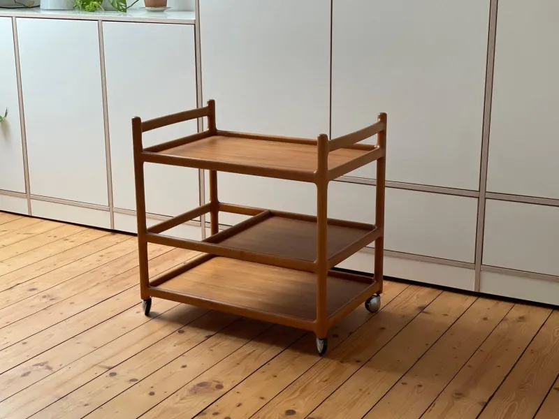 Pamono Danish Teak Serving Trolley by Johannes Andersen for CFC Silkeborg> Serving Bar Carts & Trolleys
